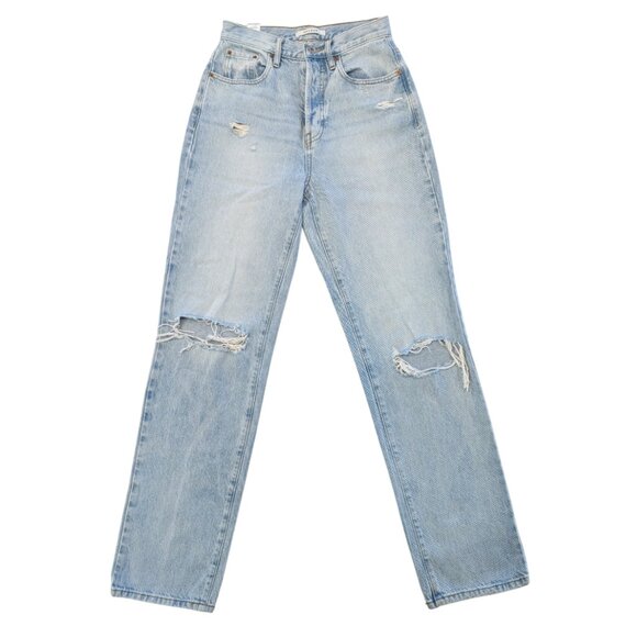 PACSUN Dad Jean 25 Ripped Frayed Light Wash Classic Straight Leg - Picture 1 of 10